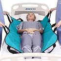Positioning Bed Pad with Reinforced Handles 43" x 36" Patient Transfer Sheet Aid Assistant for Body Lifting, Turning, Repositioning, for Elderly, Incontinence, Caregiver, Peacock Blue