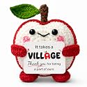 Positive Crochet Apple Gift with Thank You Card, Cute Teacher Appreciation Gift, Handmade Apple for Teacher Nurse Coworkes