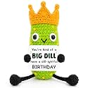 Positive Crochet Pickle Birthday Gift, Happy Birthday Gift for Friend Coworker Teacher Sister Gifts, Funny Dill Pickle Plush, Desk Decor for Mom Dad