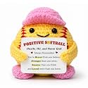 Positive Crochet Softball Gift for Players Girls Teammates Coach, Cute Handmade Softball Desk Decor, Encouragement Gift for Teen Girls, Sport Lovers