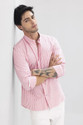 positive vibes Men Striped Casual Pink White