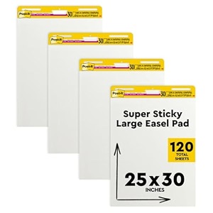 post-it easel pad 25 x 30-inches white 30-sheetspad 4-padspack
