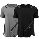 Post Shoulder Surgery Shirts for Men Full Snap Open Tear Away Short Sleeve T Shirt Chemo Port Access Tee Rotator Cuff Surgery