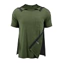 Post Shoulder Surgery Shirts for Men Full Snap Open Tear Away Short Sleeve T Shirt Chemo Port Access Tee Rotator Cuff Surgery