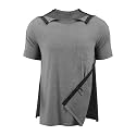 Post Shoulder Surgery Shirts for Men Full Snap Open Tear Away Short Sleeve T Shirt Chemo Port Access Tee Rotator Cuff Surgery