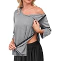 Post Shoulder Surgery Shirts for Women Tear Away 3/4 Sleeve Full Open Side Snap Dialysis Chemo Adaptive Clothing