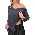 Post Shoulder Surgery Shirts for Women Tear Away 3/4 Sleeve Full Open Side Snap Dialysis Chemo Adaptive Clothing
