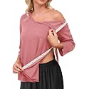 Post Shoulder Surgery Shirts for Women Tear Away 3/4 Sleeve Full Open Side Snap Dialysis Chemo Adaptive Clothing