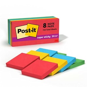 post-it super sticky notes 1-78 x 1-78-inches assorted neon colors 8-padspack
