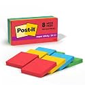 Post-it Super Sticky Notes, 1-7/8 x 1-7/8-Inches, Assorted Neon Colors, 8-Pads/Pack