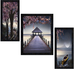 poster n frames set of 3 with acrylic sheet glass natural landscape scenery framed-1723 digital reprint 135 inch x 105 inch painting