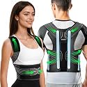 Rakiie Posture Corrector for Women and Men, Upgraded Back Brace with Enhanced Support, Shoulder Straightener with Cushioned Shoulder Pads &amp; Underarm Strap, Gray Size M (Upper Waist: 35.4"-41.3")