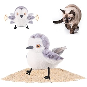 potaroma cat toys flapping bird no flying lifelike sandpiper chirp tweet rechargeable touch activated kitten toy interactive cat exercise toys for all breeds catnip toys 40