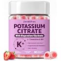 Potassium Citrate 1500mg Gummies, Potassium Supplement with Magnesium, L-Theanine & B6, Electrolyte Gummies for Adults, Men & Women – Support Hydration, Nerve, Muscle, & Leg Cramps, Sugar Free, 90 Cts