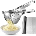 Potato Ricer Stainless Steel with Dough Scraper, Ricer for Mashed Potatoes Professional Masher Ricer Kitchen Tool Fruit Press Baby Food Masher Gnocchi - Dishwasher Safe
