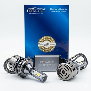 potauto h3 3 in 1 60w headlight bulb with tri-color maximus ledynamic - set of 2