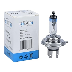 potauto h4 xtra chrome halogen headlight bulb for car amp motorbikes with 12v 130100w p43t  pack of 1