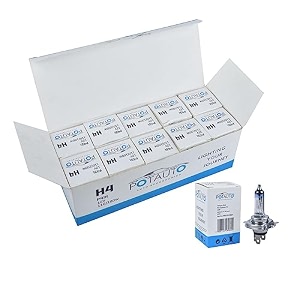 potauto h4 xtra chrome halogen headlight bulb for car amp motorbikes with 12v 110100w p43t  pack of 10