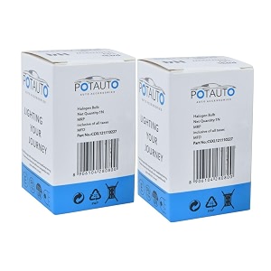 potauto h4 crystal white halogen headlight bulb for car amp motorbikes with 12v 130100w p43t  pack of 2