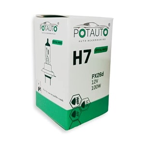 potauto h7 crystal white head light halogen bulb for car 12v 100w - px26d  4300k  pack of 10