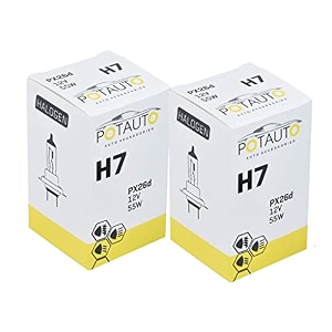 potauto h7 standard head light halogen bulb for car 12v 55w - px26d  3200k  pack of 2
