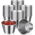 Potchen 100 Pcs 2.5oz Metal Ramekins Bulk Stainless Steel Dipping Sauce Cup