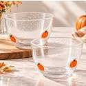 Potchen 2 Pcs Fall Candy Bowls, 14 oz Pumpkin Icon Bowl Glass Snack Dishes