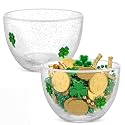 Potchen 2 Pcs St. Patrick's Day Clover Candy Bowls, 14oz Green Glass Dish