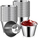 Potchen 24 Pack 2.5 oz Metal Ramekins Sauce Cups Bulk