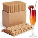 Potchen 500 Pcs 10 Inch Biodegradable Sugarcane Straws Bulk, Brown
