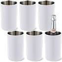 Potchen 6 Pack Wine Chiller Bucket Wine Bottles Cooler Bulk, Stainless Steel Double Wall Insulated Champagne Ice Bucket for Parties,Fits for 750 ml Bottles (White)