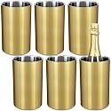 Potchen 6 Pack Wine Chiller Bucket Wine Bottles Cooler Bulk, Stainless Steel Double Wall Insulated Champagne Ice Bucket for Parties,Fits for 750 ml Bottles (Gold)