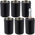 Potchen 6 Pack Wine Chiller Bucket Wine Bottles Cooler Bulk, Stainless Steel Double Wall Insulated Champagne Ice Bucket for Parties,Fits for 750 ml Bottles(Black)