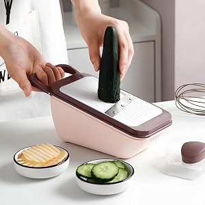 potency mandoline food slicer with container vegetable cutter - pink
