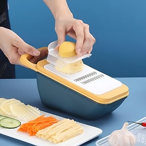 potency mandoline food slicer with container vegetable cutter - yellow