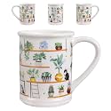 Potiera 16 oz Cats Plant Coffee Mug, Birthday Gifts for Plant Cat Lovers