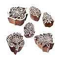 Henna Wooden Stamps Intricate Floral Pattern Printing Blocks (Set of 6)