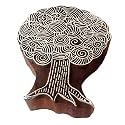 Pottery Wooden Block Large Swirl Tree Design Big Printing Stamp