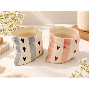 pouch shaped ceramic tumblers set of 2  glossy finish mugs for juice cold drinks mocktails amp beverages  stylish reusable drinkware for home kitchen office parties amp gifting