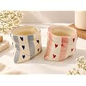 Pouch Shaped Ceramic Tumblers Set of 2 | Glossy Finish Mugs for Juice Cold Drinks Mocktails &amp; Beverages | Stylish Reusable Drinkware for Home Kitchen Office Parties &amp; Gifting