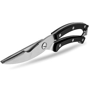 poultry shears heavy duty stainless steel kitchen shears spring loaded food scissors with non-slip handle and safety lock for cutting bone chicken meat seafood amp vegetables black