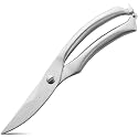 Poultry Shears, Heavy Duty Stainless Steel Kitchen Shears Spring Loaded Food Scissors with Non-Slip Handle and Safety Lock, for Cutting Bone, Chicken, Meat, Seafood & Vegetables (Silver)