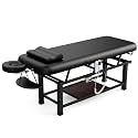 pouseayar Heating Function Heavy Duty Electric Stationary Massage Table with Backrest Adjustable and Storage Space for Treatment/Medical Spa/Facial/Beauty/Massage Bed - 30 x 75 - Black