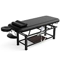 pouseayar Heavy Duty Electric Stationary Massage Table with Backrest Adjustable and Storage Space for Treatment/Medical Spa/Facial/Beauty/Massage Bed and More - 30 Wide x 75 Long - Black