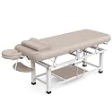 pouseayar Heavy Duty Electric Stationary Massage Table with Backrest Adjustable and Storage Space for Treatment/Medical Spa/Facial/Beauty/Massage Bed and More - 30 x 75 - Beige Gray