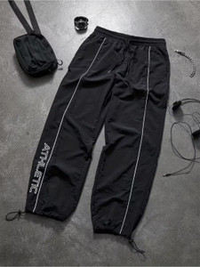 Povaxpo Printed Men Black Track Pants