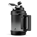 POWCAN 128 oz Insulated Water Bottle: 2-in-1 Straw Spout Lid, Dual Handle, Leakproof, Keep Cold 48H, Gallon Stainless Steel Water Jug for Camping, Travel, Gym, Hydration, Fitness, Daily (Obsidian)