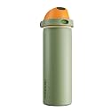 POWCAN 24 oz Metal Sports Water Bottle: 2-in-1 Push-Button Spout &amp; Quick-Flip Straw, Leakproof, Cold 24 Hrs, Fits Car Cup Holder, Insulated Bottle for Hiking, Camping, School, Travel Gift (Olive Cool)
