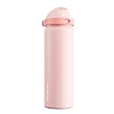 POWCAN 32 oz Insulated Water Bottle: 2-in-1 Push-Button Spout &amp; Quick-Flip Straw, Leakproof, Cold 24Hrs, Fits Car Cup Holder, Stainless Steel Water Bottle for Sports, Travel, School (Cotton Candy)