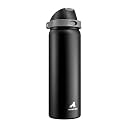POWCAN 32 oz Stainless Steel Water Bottle for Sports: One-hand Push Button Lid, Leakproof, Keep Cold 24Hrs, Stainless Steel Cup with Straw for Camping, Outdoors, Workout, Travel (Midnight Black)